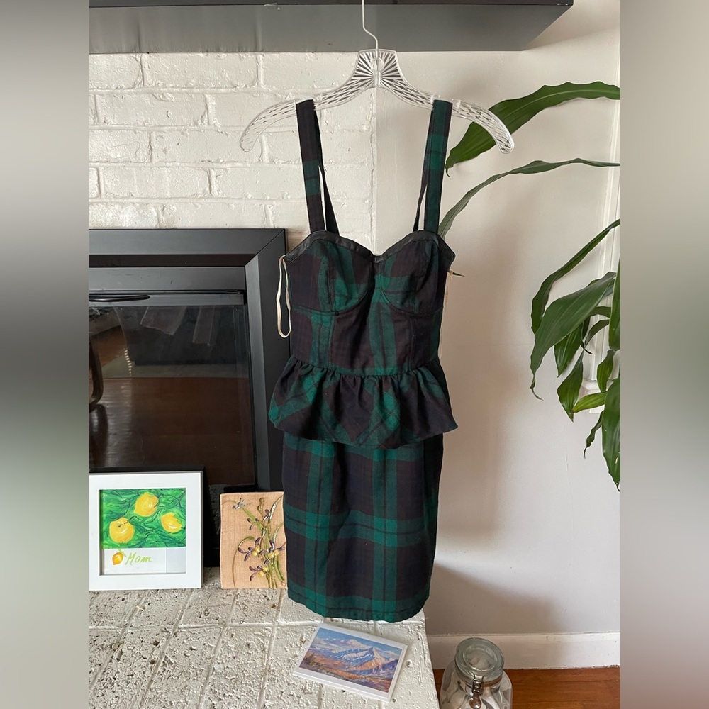 Tommy Girl Plaid Tartan Small Peplum Preppy Classic Dress